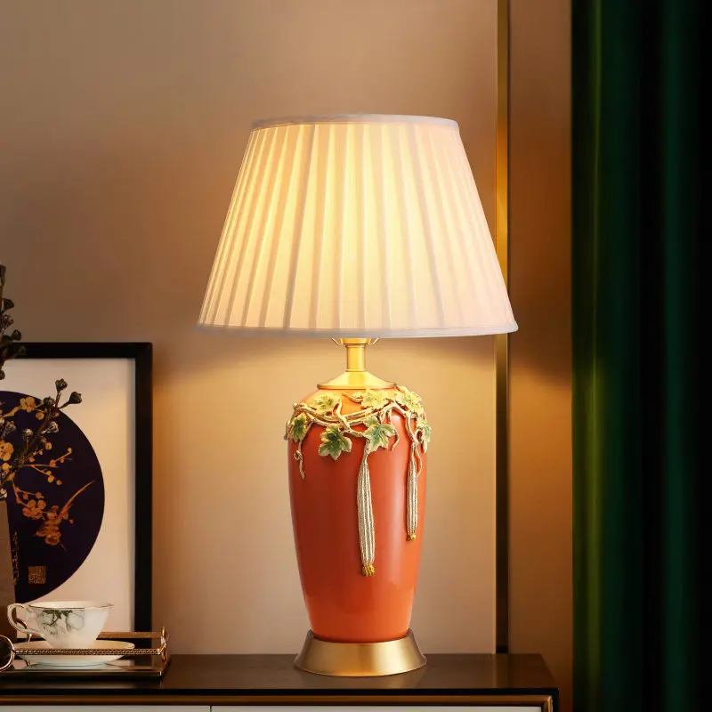 European Enamel Color Table Lamp Bedroom Bedside Living Room Study Restaurant Hotel Ceramic American Creative Fashion Desk Light