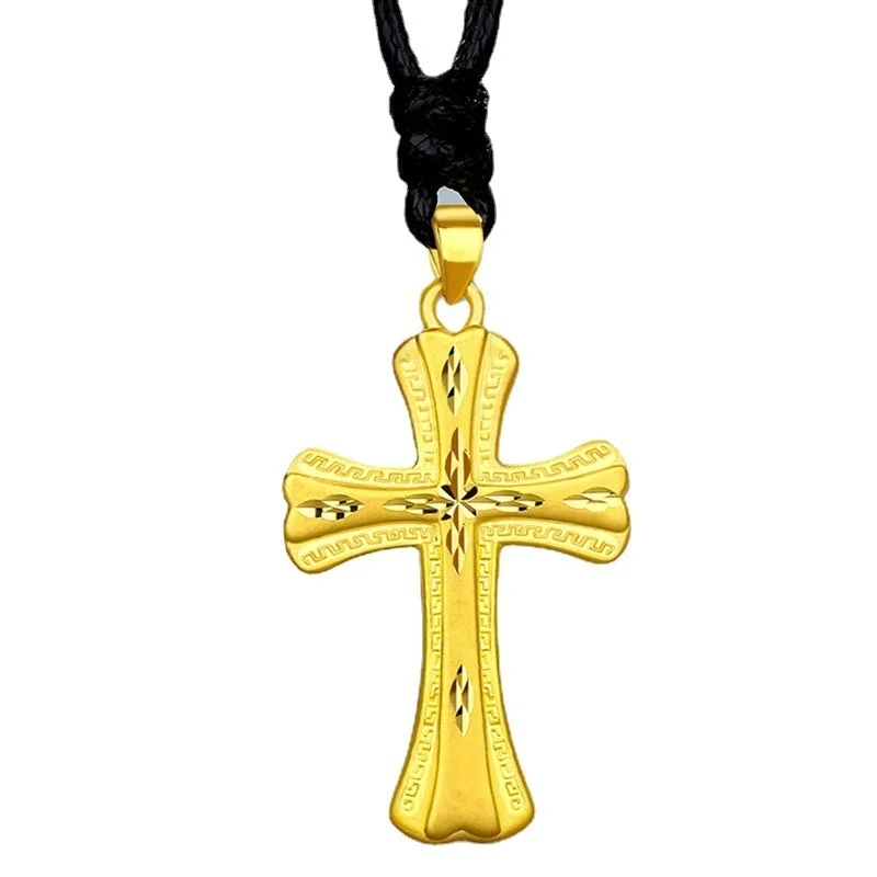 The new Copy 100% Real Gold 24k 999 necklace is not easy to fade pendant men's and collarbone for Pure 18K Gold Jewelry image 5