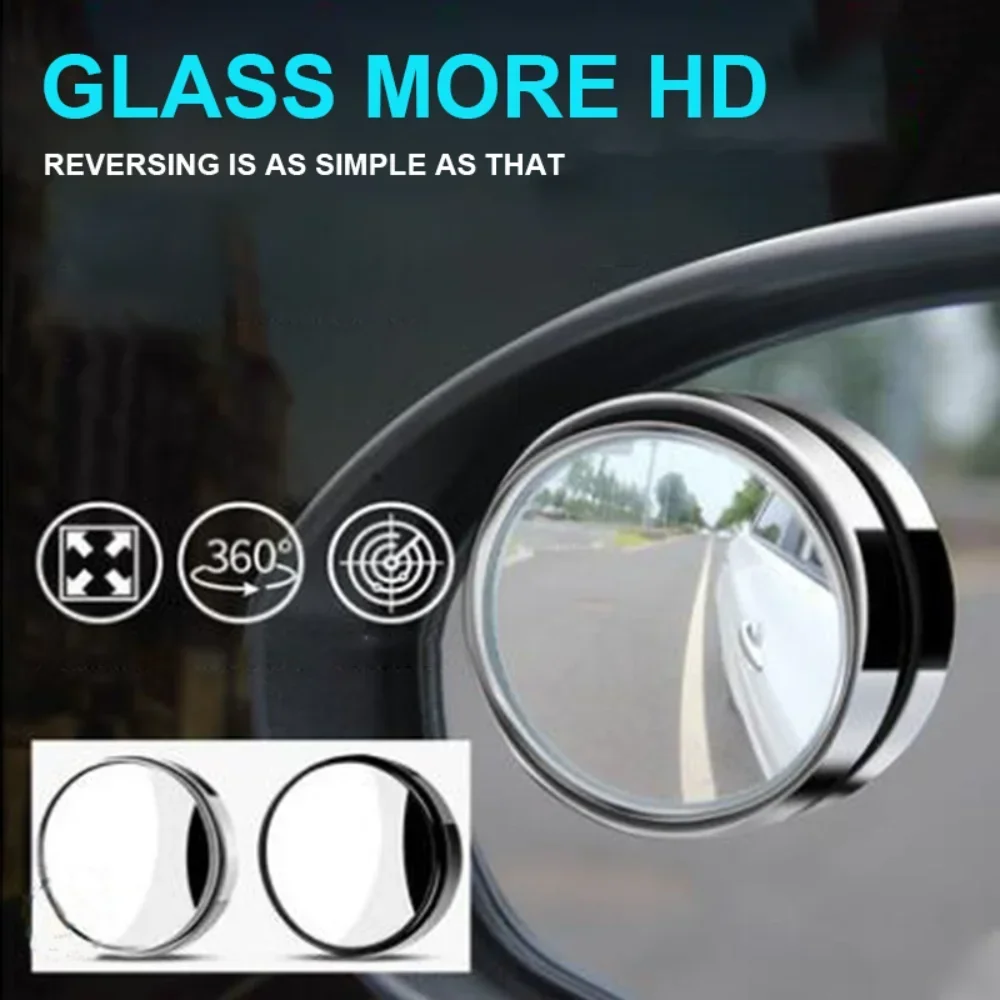 2pc 360 Degree Blind Spot Mirror Car Side Mirror Wide Angle Round Convex Small Round Side Blindspot Rearview Parking Assistance