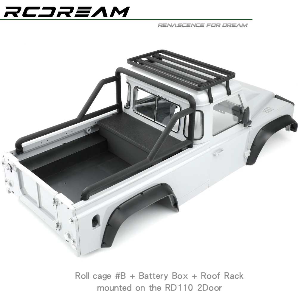 RCDream Simulation Battery Box Tool Box Roll Cage for 1/10 RC Crawler Car Wild-Defender RD110 2Door Pickup Truck Accessories