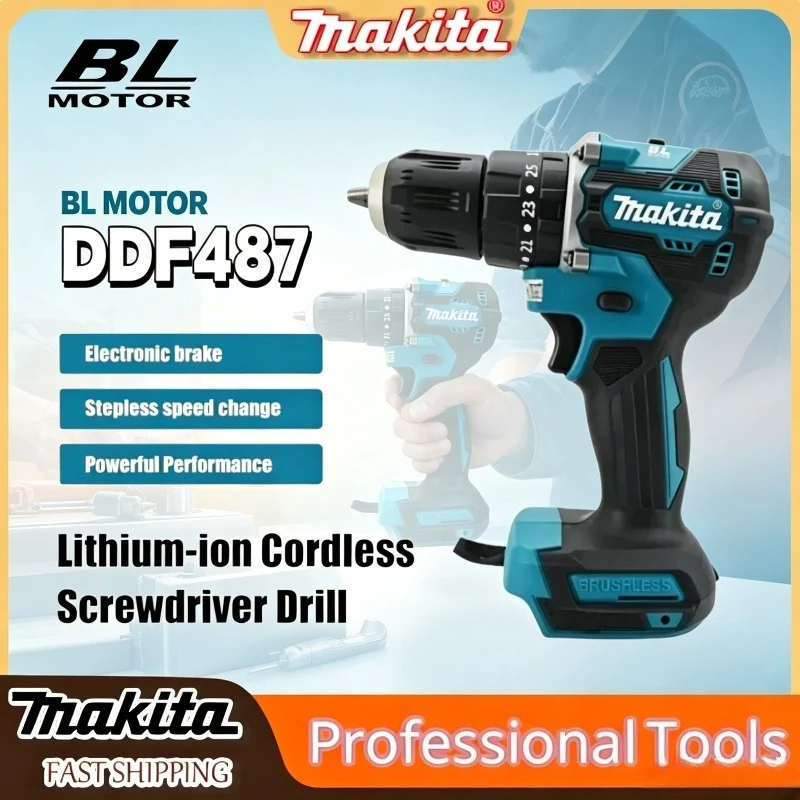 

Makita DDF487 10mm Cordless Driver Drill 18V Brushless Electric Impact Screwdriver Rechargeable Power Tool Original