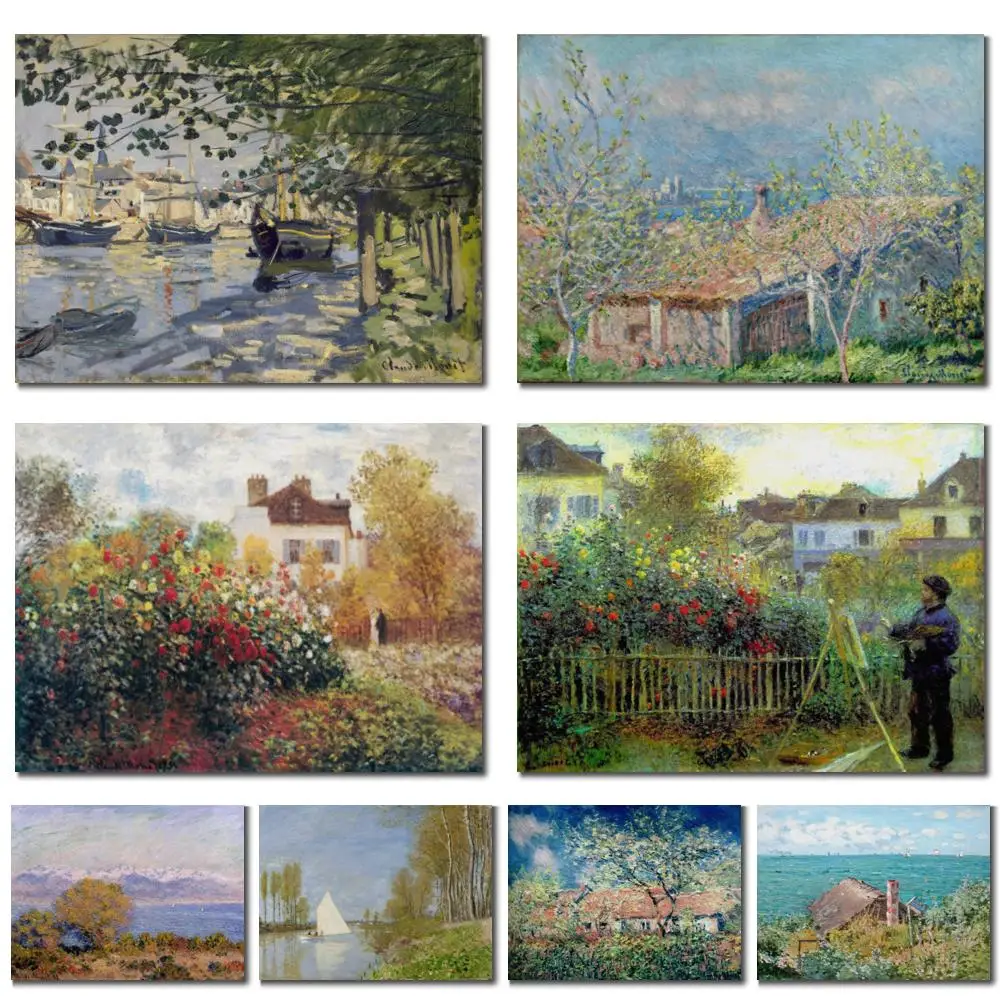 

Handmade Claude Monet Painting Garden House Landscape Canvas Art Beautiful Artwork Sitting Room Modern Decor High Quality Large