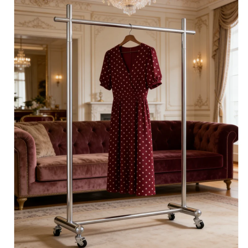 Coat Racks Minimalist Stainless Steel Garment Rack Sturdy Construction Luxury Look Space Saving For Small Spaces Boutique Hotel