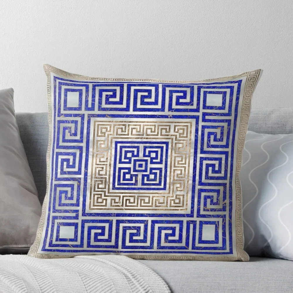 Greek Key Ornament - Lapis Lazuli and Gold #1 Throw Pillow luxury decor pillows decor home Pillow