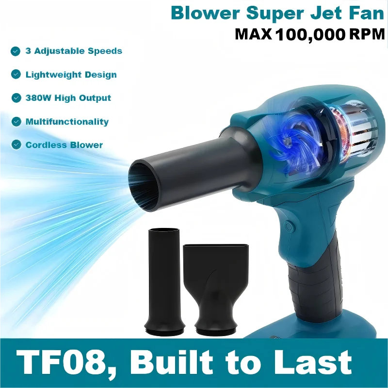 

Бесщеточный высокоскоростной турбовентилятор 100 000 об/мин для электроинструмента Makita 18 В, для сдувания снега и воды, аккумулятор в комплект не входит.