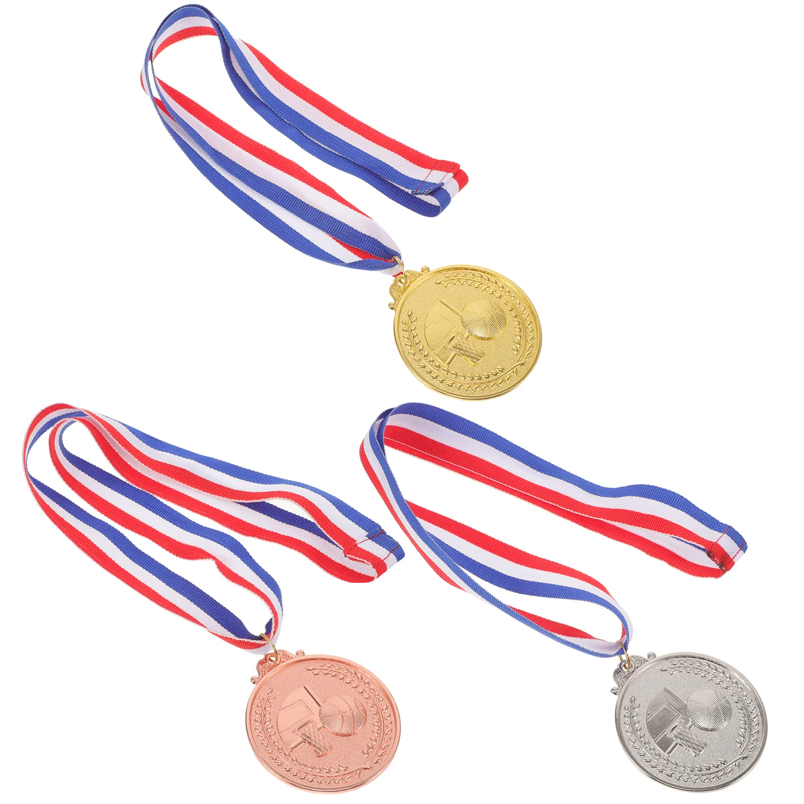 

3Pcs Basketball Medals Set Gold Silver Bronze Metal Award Medals for School Competition Sports Winner Ceremony Decor