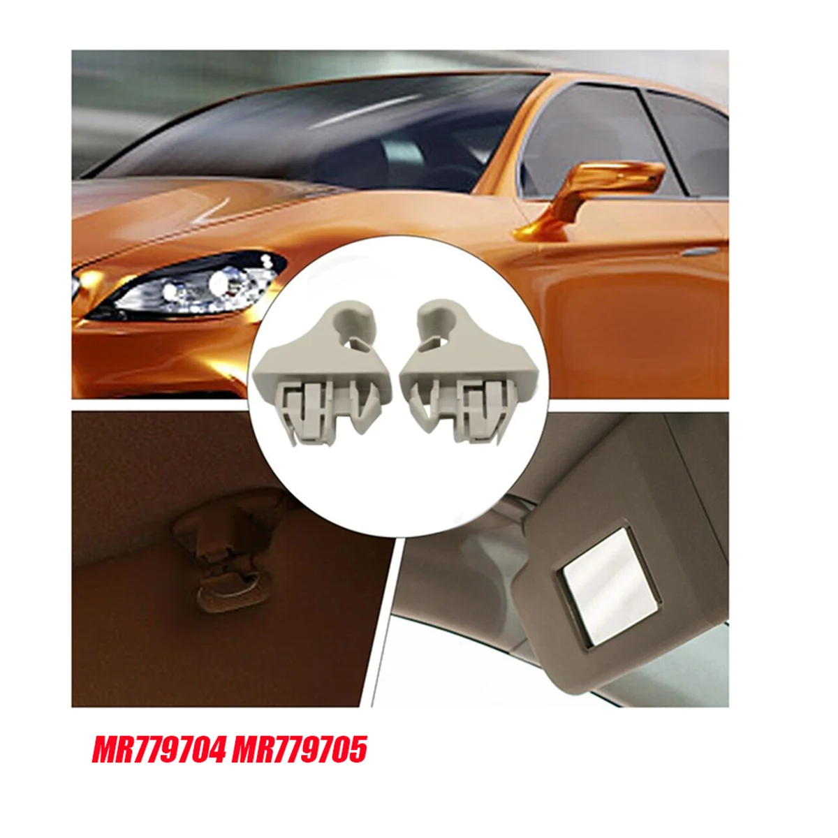 2Pcs Beige Sun Visor Hook Holder Clip MR779704 MR779705 for Mitsubishi Montero MK3 Pajero 2000-2006 Sunvisor Hanger