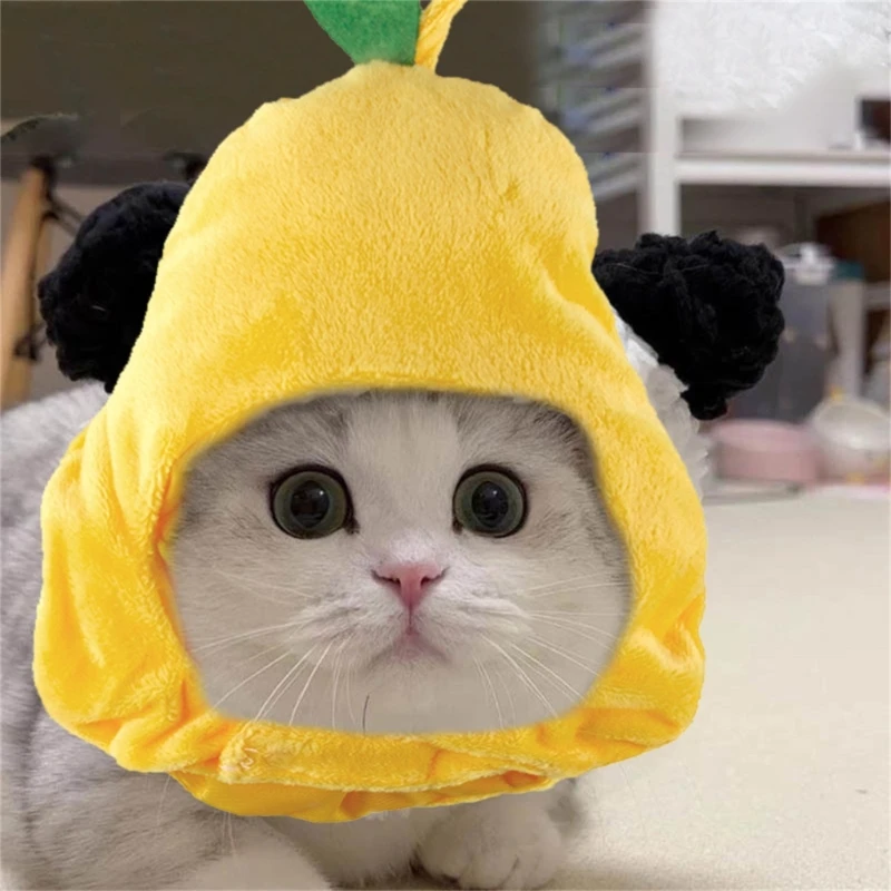 Funny Hat for Cat Cartoon Pear Dress Up Costume Pet Hat Christmas Cosplay Warm Headwear Dogs Accessories