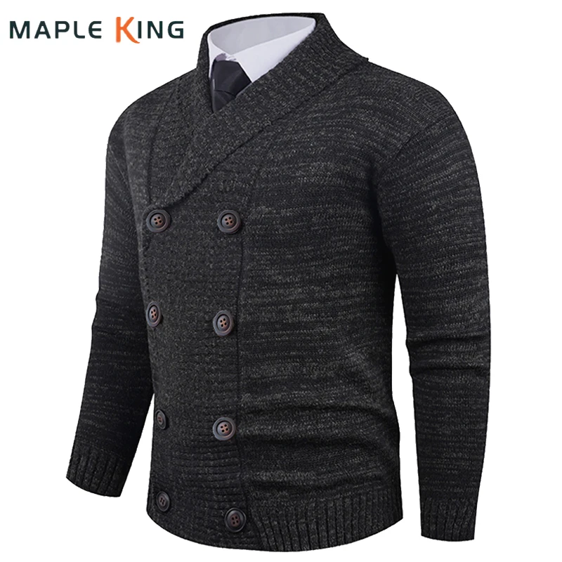 

Классический двубортный дизайнерский кардиган Hombre, свитер, мужская одежда, винтажные деловые теплые трикотажные свитера, мужской трикотаж