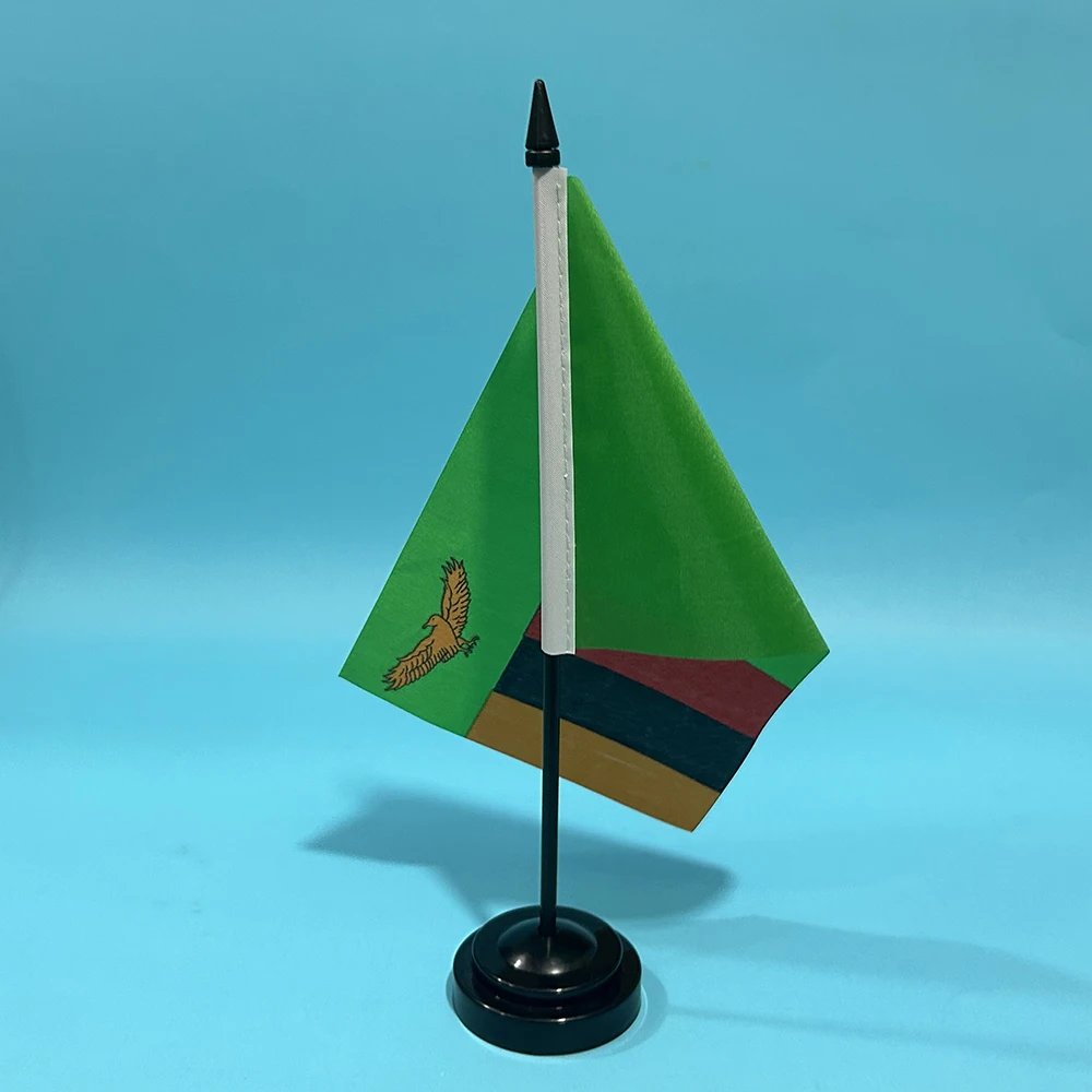 Office Desk Flag Of Zambia flag 14x21cm polyester Desk Ornaments banner Republic of Zambia National Flags