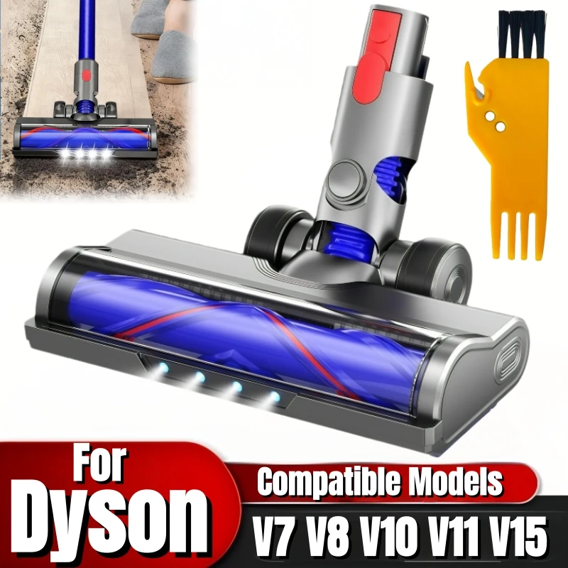 

Direct-drive cleaning floor brush, for Dyson V7V8V10V11V15 models. Replacement vacuum cleaner accessory part with LED lighting