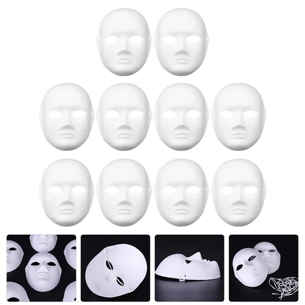 10 pezzi maschera vuota maschere di carta maschera verniciabile fai da te maschera bianca pianura maschera costume puntelli per feste in maschera 2024 nuovo