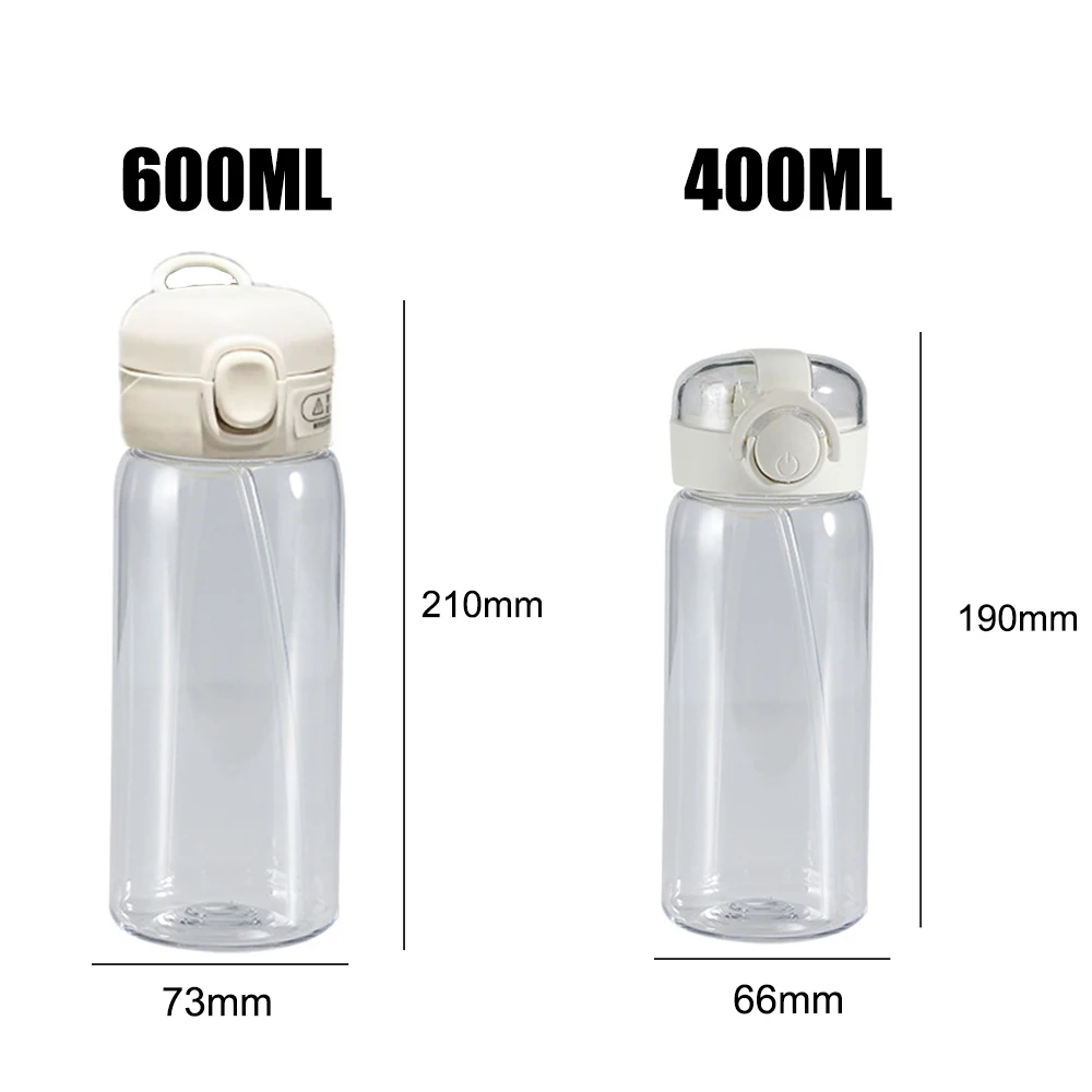 400-600ML Straw Plastic Water Bottle Large Capacity Portable Transparent Children Water Cup Adult DIY Customizable Holiday Gifts