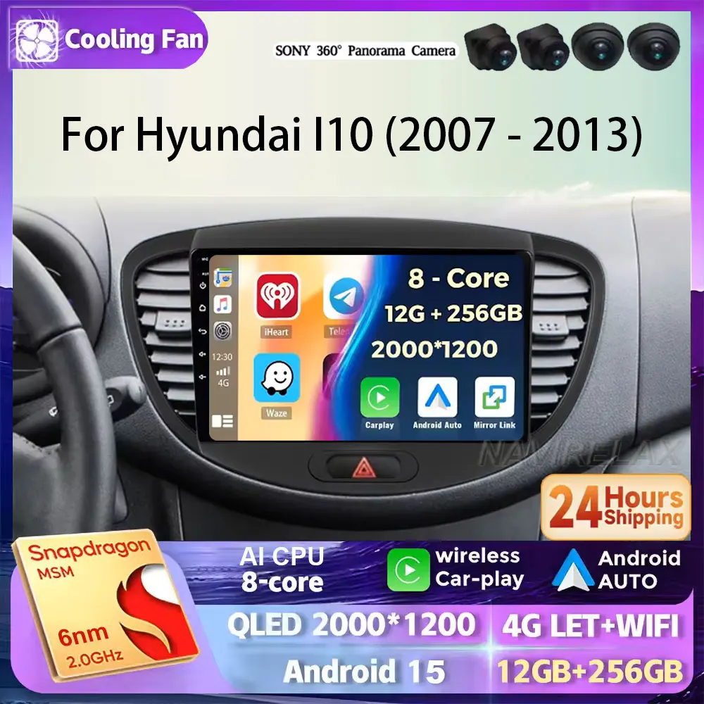

Автомобильный радиоприемник Android 15 Carplay для Hyundai I10 2007 2008-2013 CarPlay, авто GPS-рекордер, мультимедийный видеоплеер, 4G + Wi-Fi DSP