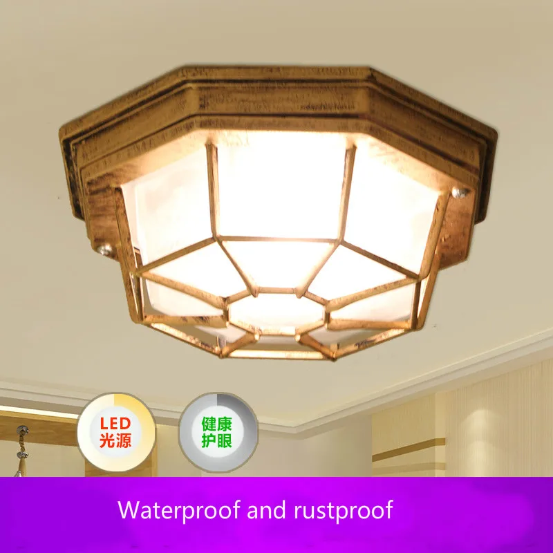 110V/220V waterproof vintage bathroom ceiling light moistureproof Ceiling Light Balcony outdoor lamp LED Bulb Include