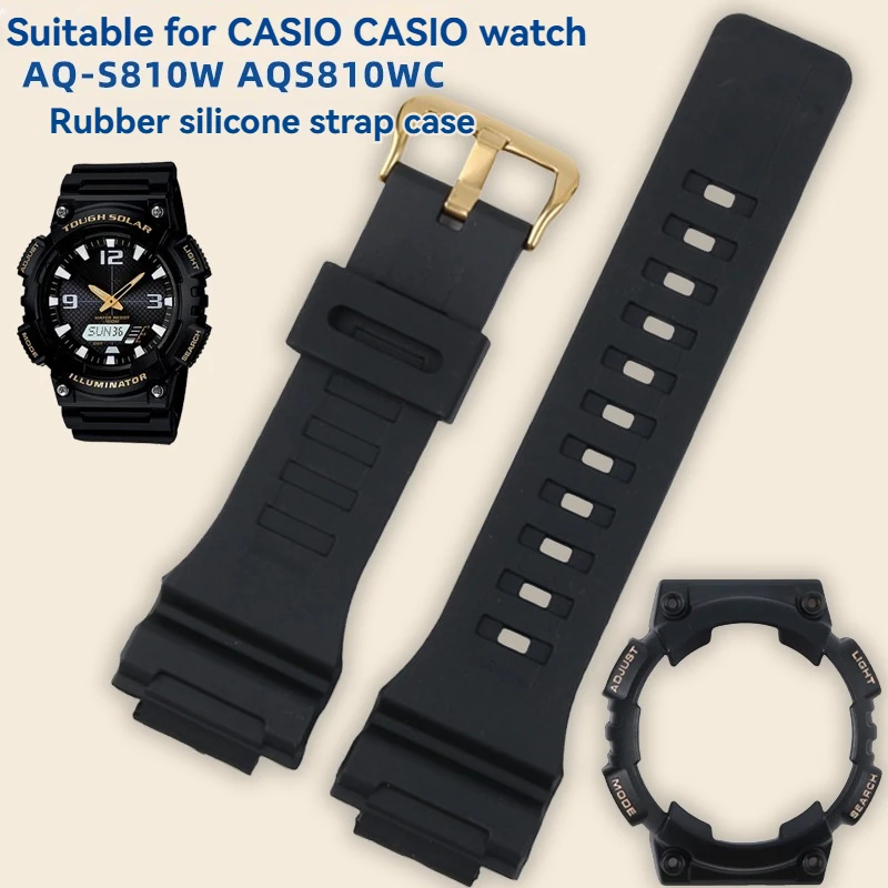

For Casio CASIO Watch Strap AQ-S810W AQS810WC Series Resin Silicone Waterproof Black White Letter Strap Case Men's Accessories