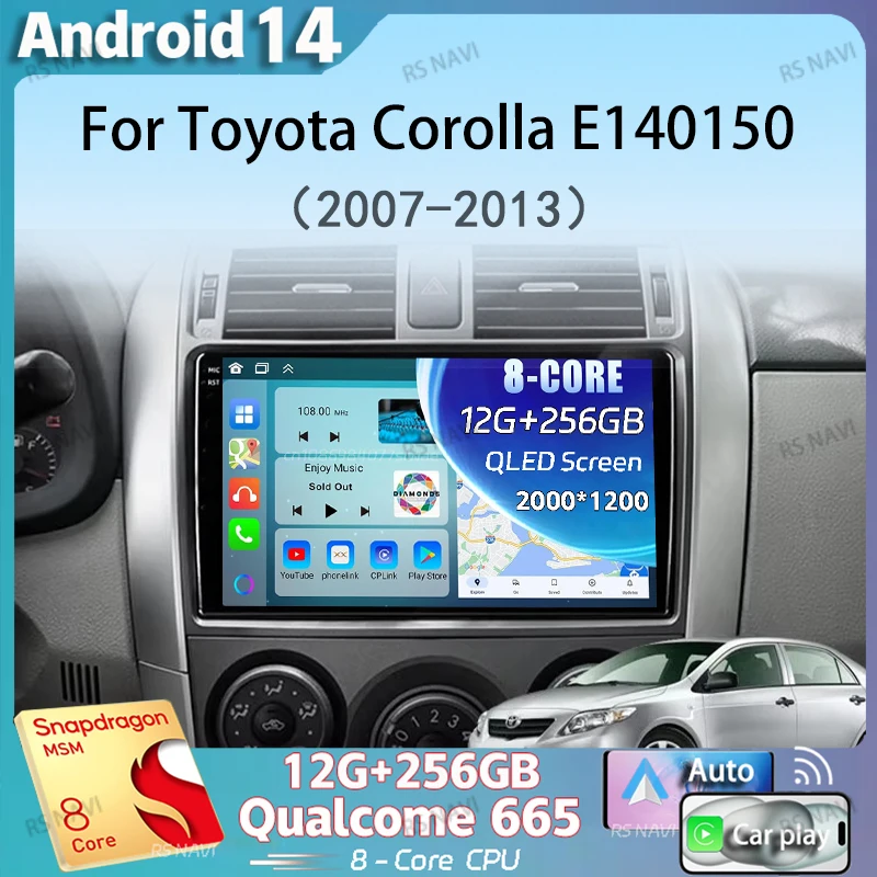 

Android 14 Carplay 2din Car Radio For Toyota Corolla E140/150 2007 2008 2009 2010 2011 2012 2013 4G GPS Multimedia Player Stereo