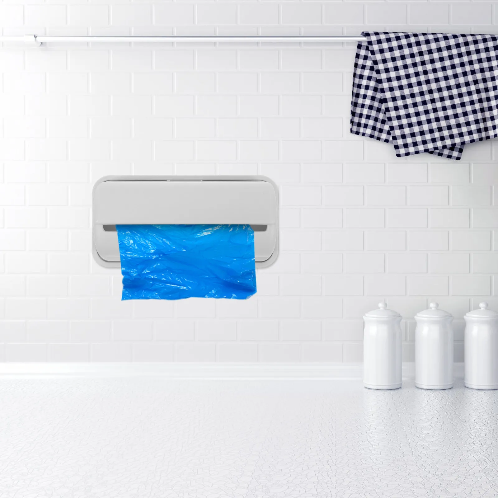 2Pcs Wall Mounted Plastic Trash Bag Dispenser Box for Bathroom Kitchen Living Room Home Adhesive Backing Large Capacity Garbage