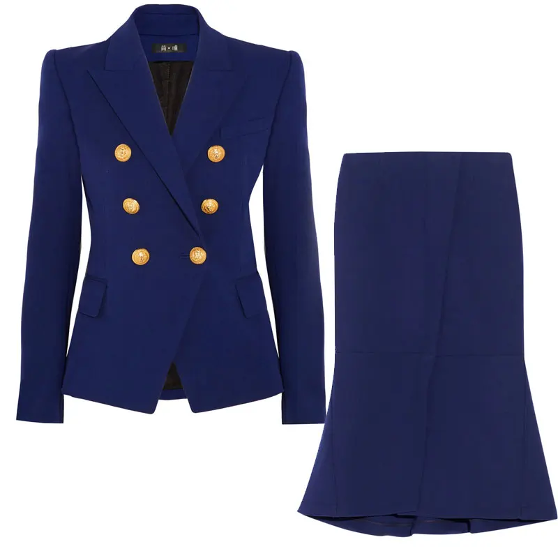 Allingentle Abito con gonna blazer doppiopetto Set da 2 pezzi da donna Elegante gonna corta Abiti da ufficio per feste aziendali Personalizza