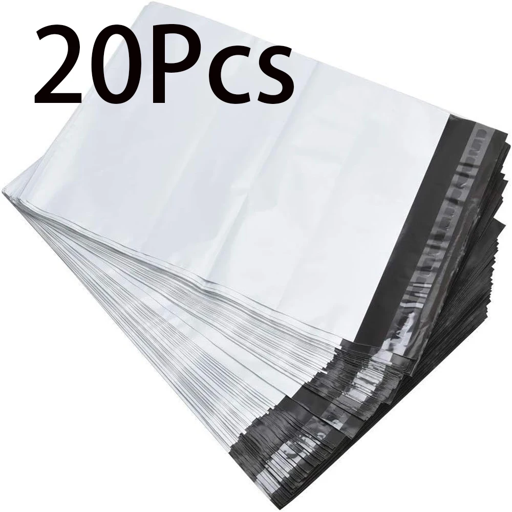 20Pcs White Poly Mailers Self Adhesive Shipping Bags Tear Resistant Plastic Postal Envelopes for Small Clothing Gift Packaging