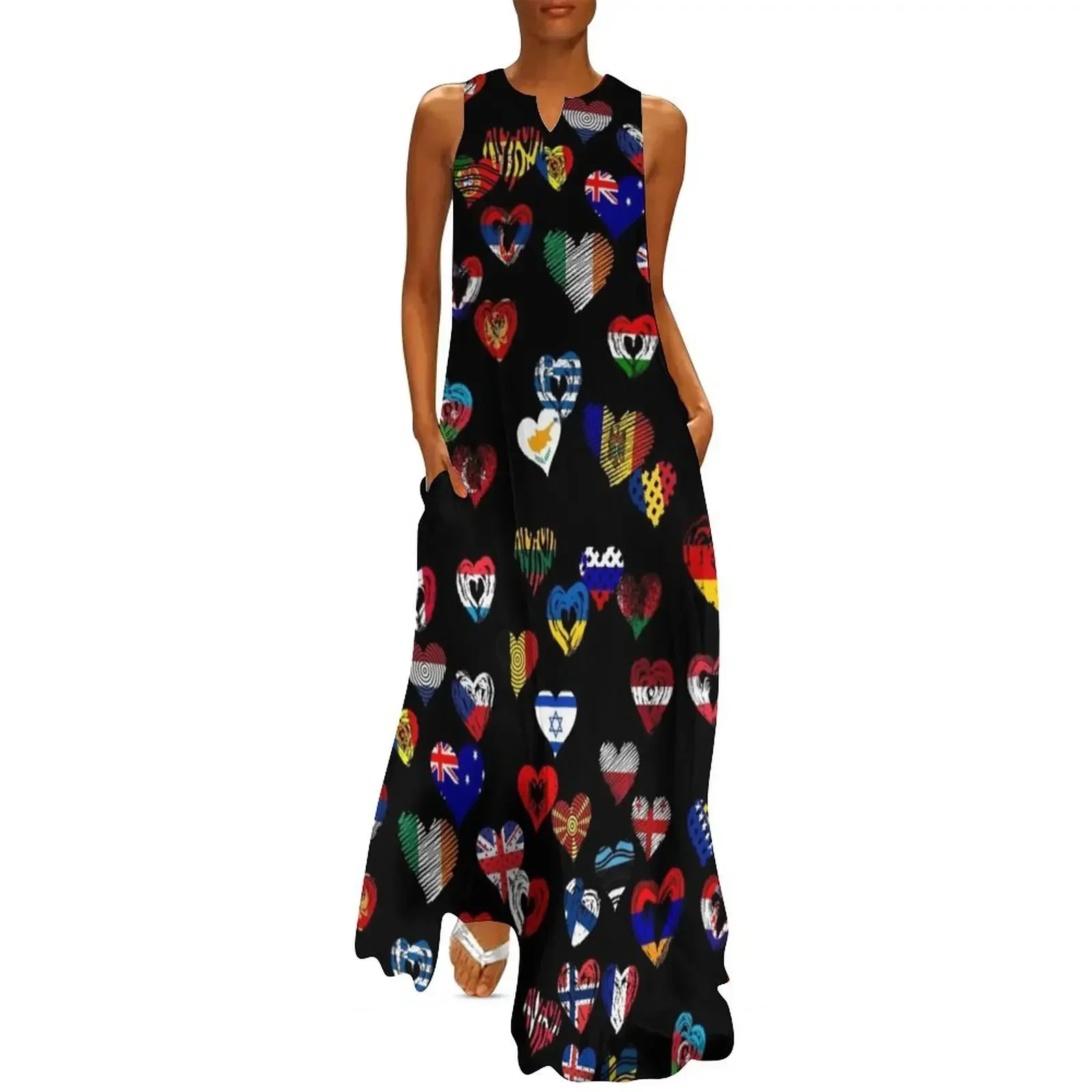 

Eurovision Flags Hearts Long Dress ceremony dresses womans clothing dresses korean style Dress