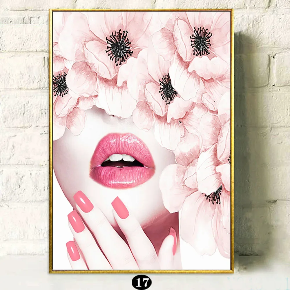 سبا مسمار البولندية الجمال الوجه مستحضرات التجميل ماكياج أحمر الشفاه صالون الملصقات صور قماش جدار ديكور المنزل لوحات غرفة الديكور