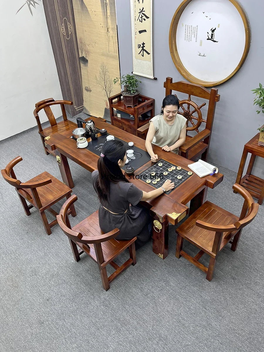 

Один столик и пять стульев, роскошный интегрированный комплект офисной одежды, домашний журнальный столик, старая лодка, деревянный пузырь