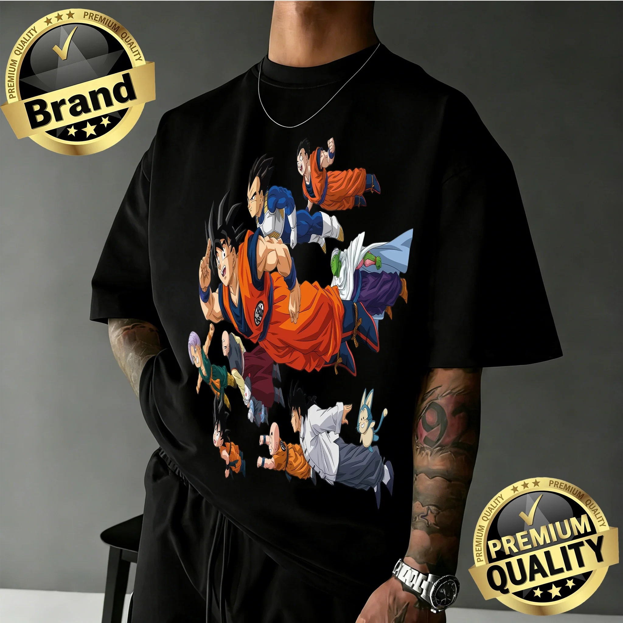 2026 Neuerscheinung Dragon Ball Baumwoll-T-Shirt Unisex Oversize Vintage Vollgrafik-Design Lässiges Lockeres Anime-Oberteil Y2k