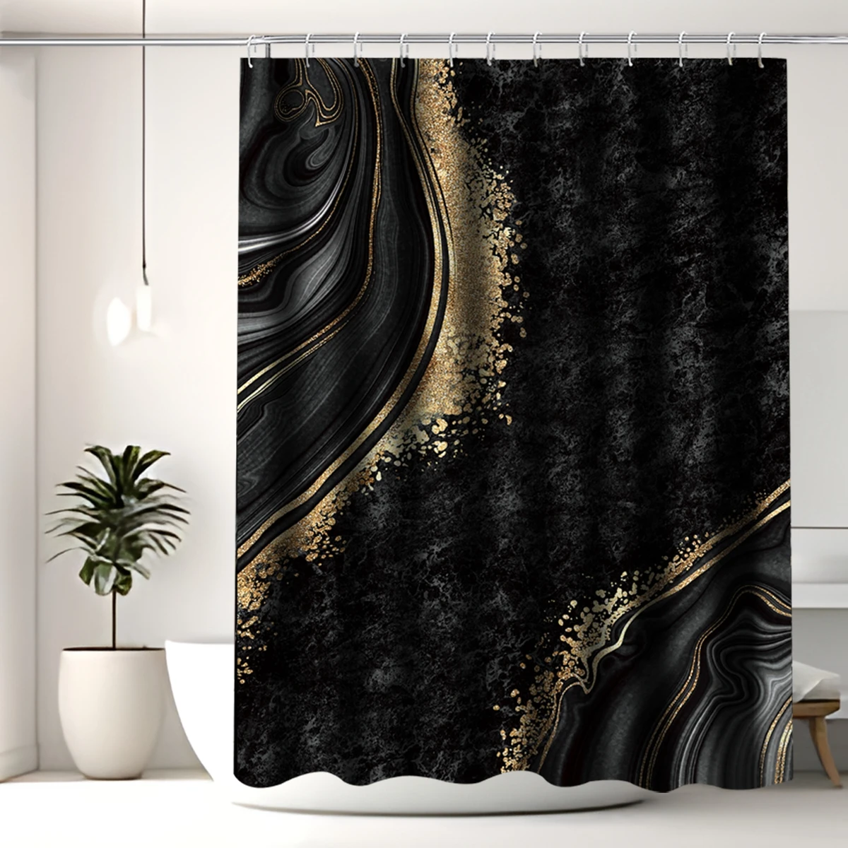 Black Gold Silver Gray Marble Shower Curtain Set Bathroom Decoration Abstract Modern Shower Curtain Waterproof Washable Fabric