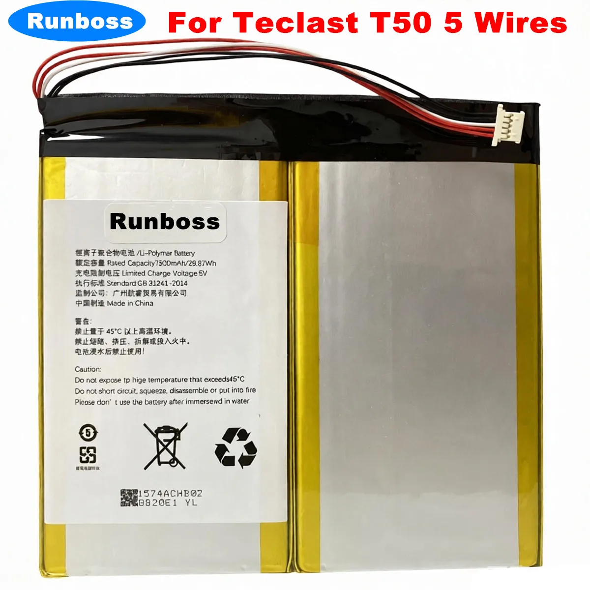 7500mAh/9000mAh High Capacity New Li-Polymer Tablet PC Battery For Teclast T50 5 Wires Laptop Notebook