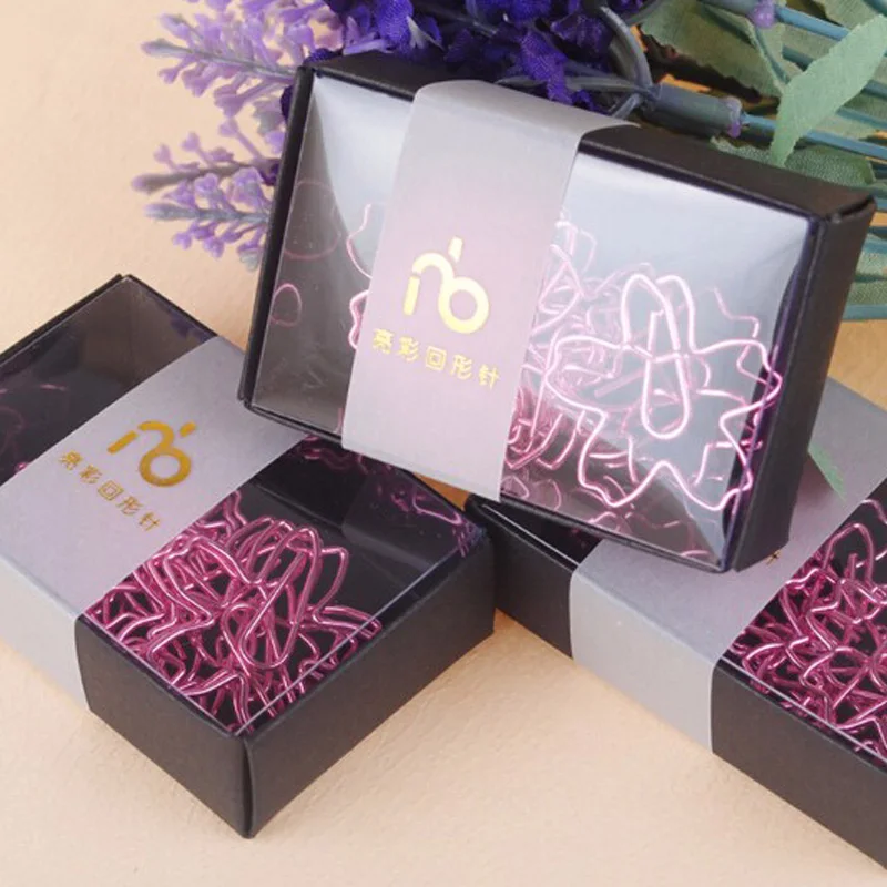 12pcs/Lot TOP QUALITY Plated Pink Paper Clips Paper Needle Bookmark Metal Memo Clip Stationery Cherry Blossoms Box Clips