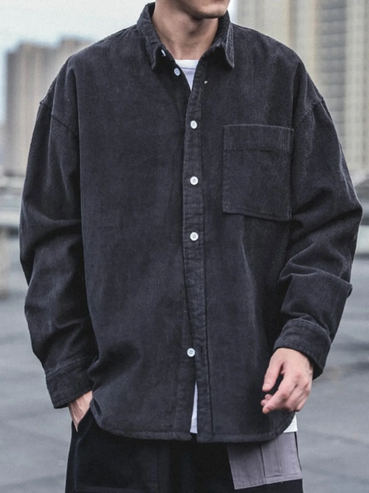 

Casual American Retro Corduroy Shirt Men's Long Sleeve Japanese Trendy Brand Handsome Workwear Shirt Jacket Autumn Youth