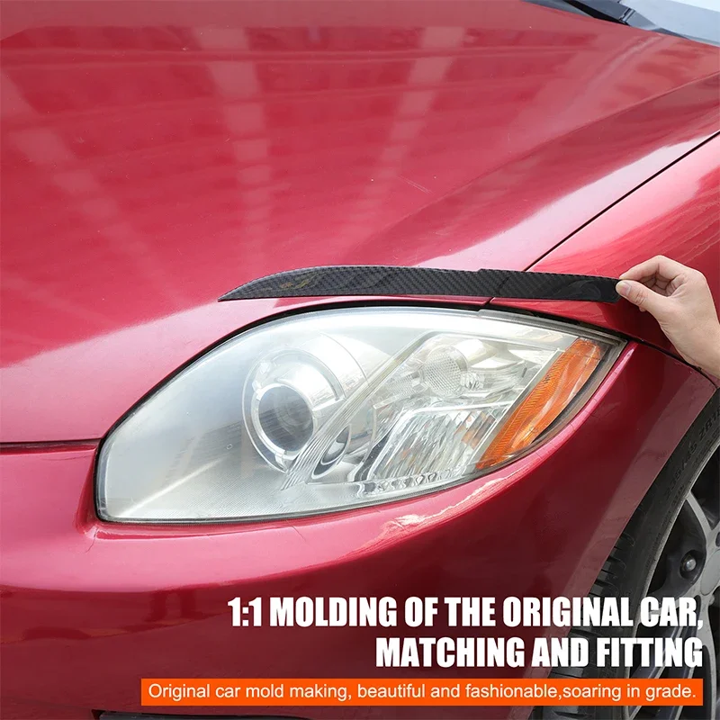 For Mitsubishi Icoris 2006-2011 headlight eyebrows decorative strips Headlight eyebrows stickers Real carbon fiber (soft) 2pcs
