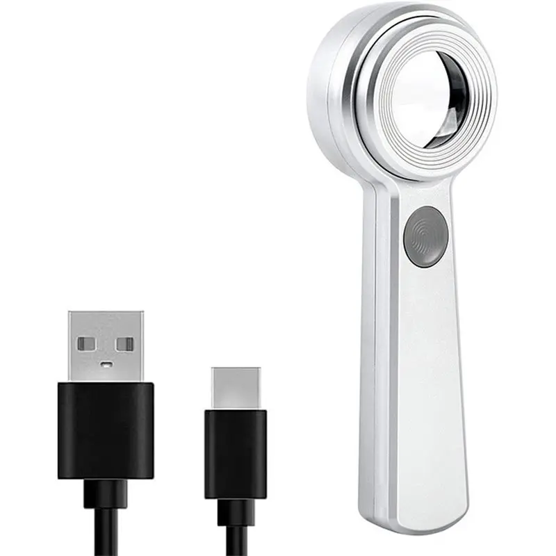 Magnifying Glass With 60X Handheld Rechargeable Loupe, Adjustable UV& LED Lighting, Double-Layer Optical Lens Design B-B51B