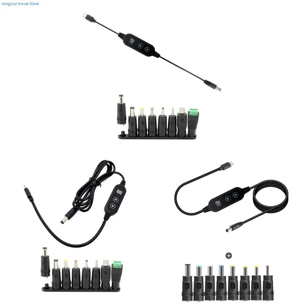 N2UB Efficient USB Type C PD36-100W to DC5521 Cable 12V with Adjustable Voltages  for Home Office and Outdoor Use