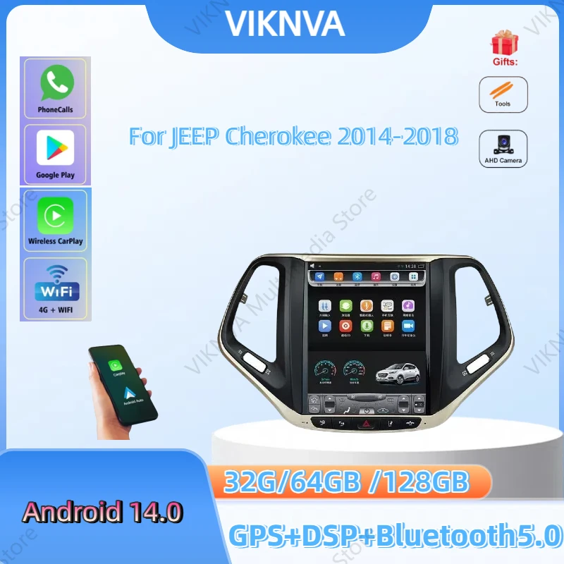 

10.4“ Vertical screen Android Car DVD Multimedia player GPS Navigation For JEEP Cherokee 2014-2018 carplay DSP BT