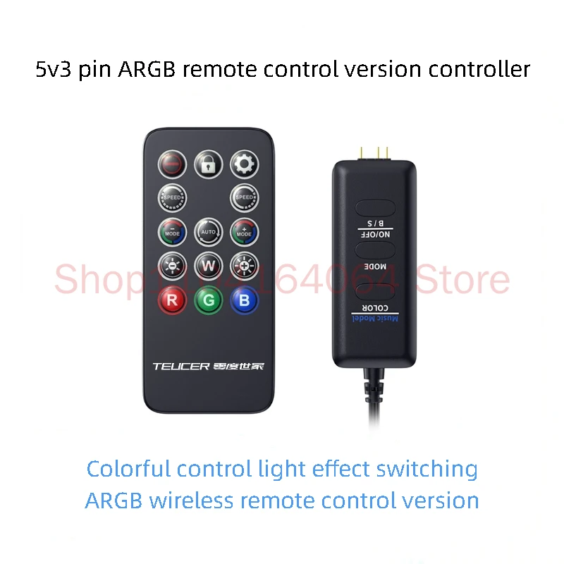 5V 3-pin ARGB Controller Chassis Fan Light with RGB Wireless 5V Three Pin to SATA Remote Control