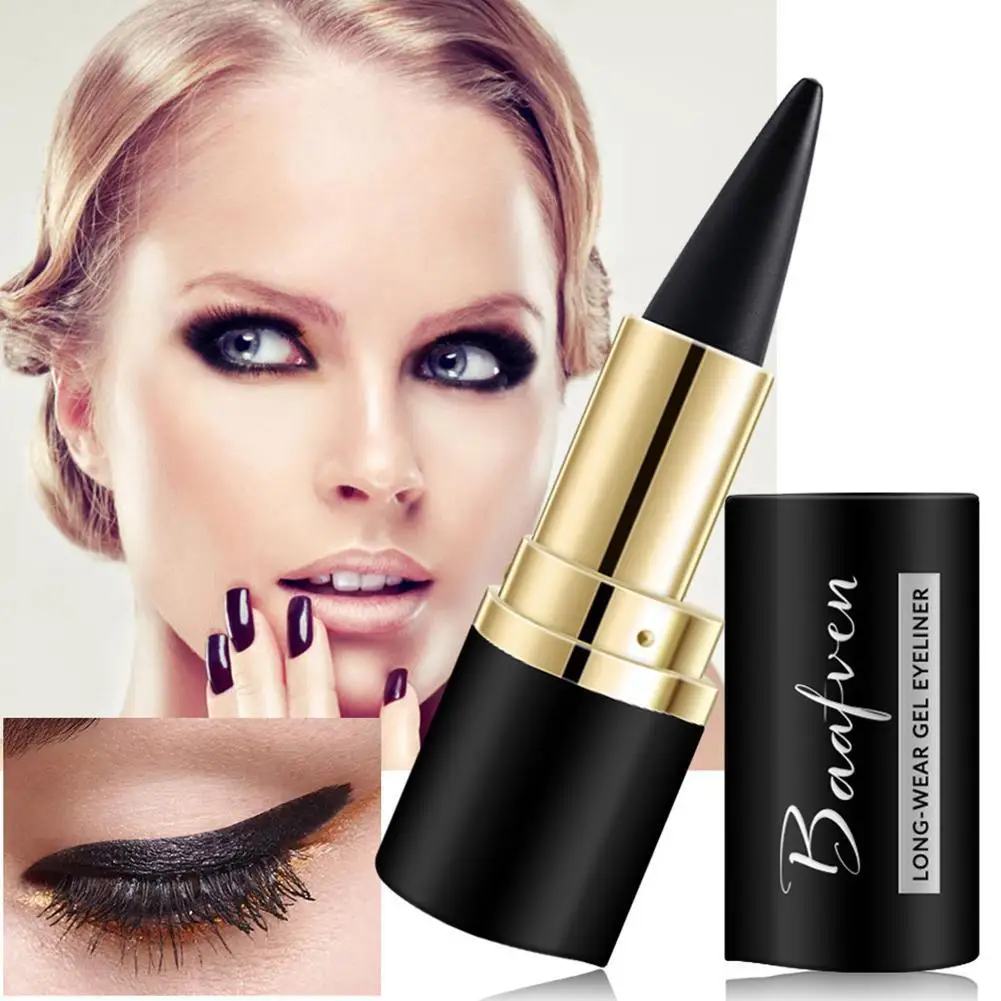 1pc Black Waterproof Eyeliner Cream Long-lasting Easy Wear Pen Eye Eyeliner To Makeup Cosmetic Matte Drying Liner Quick Gel W3e7