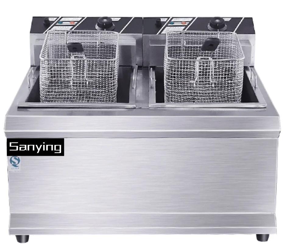 Commercial Deep Fryer Double Tank 12L - เครื่องทอดไฟฟ้าแบบถังคู่ 12 ลิตร + 12 ลิตร
