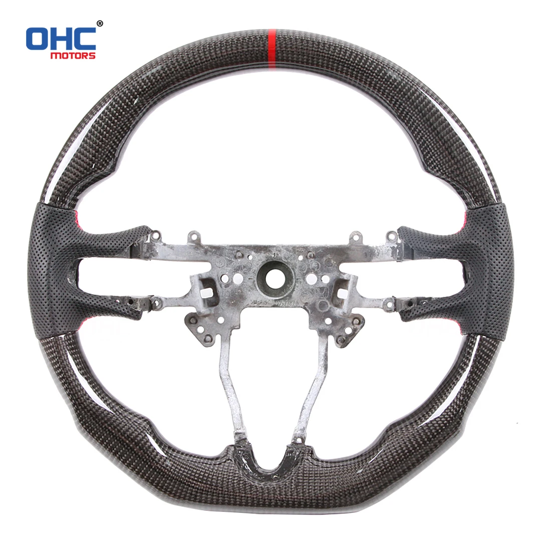 عجلة قيادة من ألياف الكربون الحقيقية 100% من OHC لجيل 8 من Honda CIVIC 8TH FIT CITY مصنوعة من الجلد المثقوب المخصص بدون وسادة هوائية