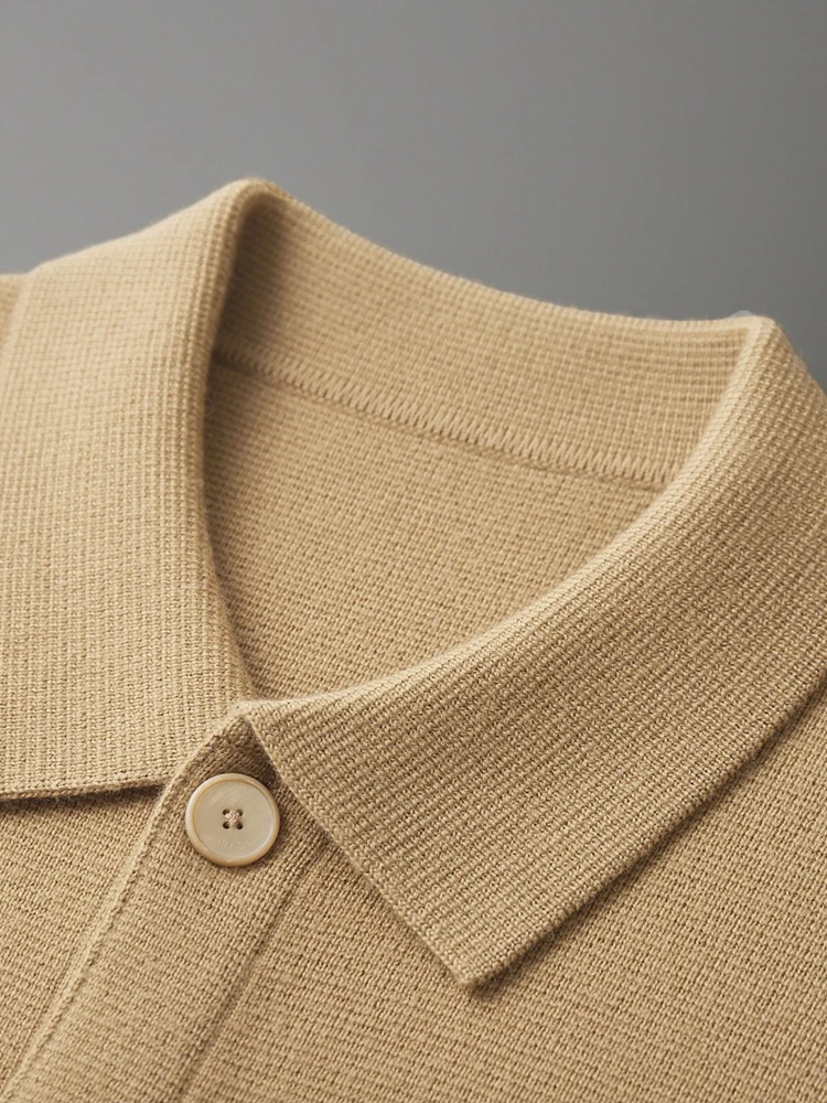 Herbst Winter Männer Wolle Pullover Mantel Lässig Dicke Warme Polo Strickjacke 100% Merino Wolle Strickwaren Mode Kaschmir Stricken Jacke Tops