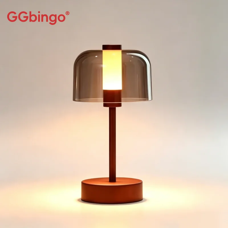 GGBingo Retro Wireless LED Table Lamp Touch Sensor Dimmable USB Rechargeable Cordless Reading Night Light for Bedroom Decor
