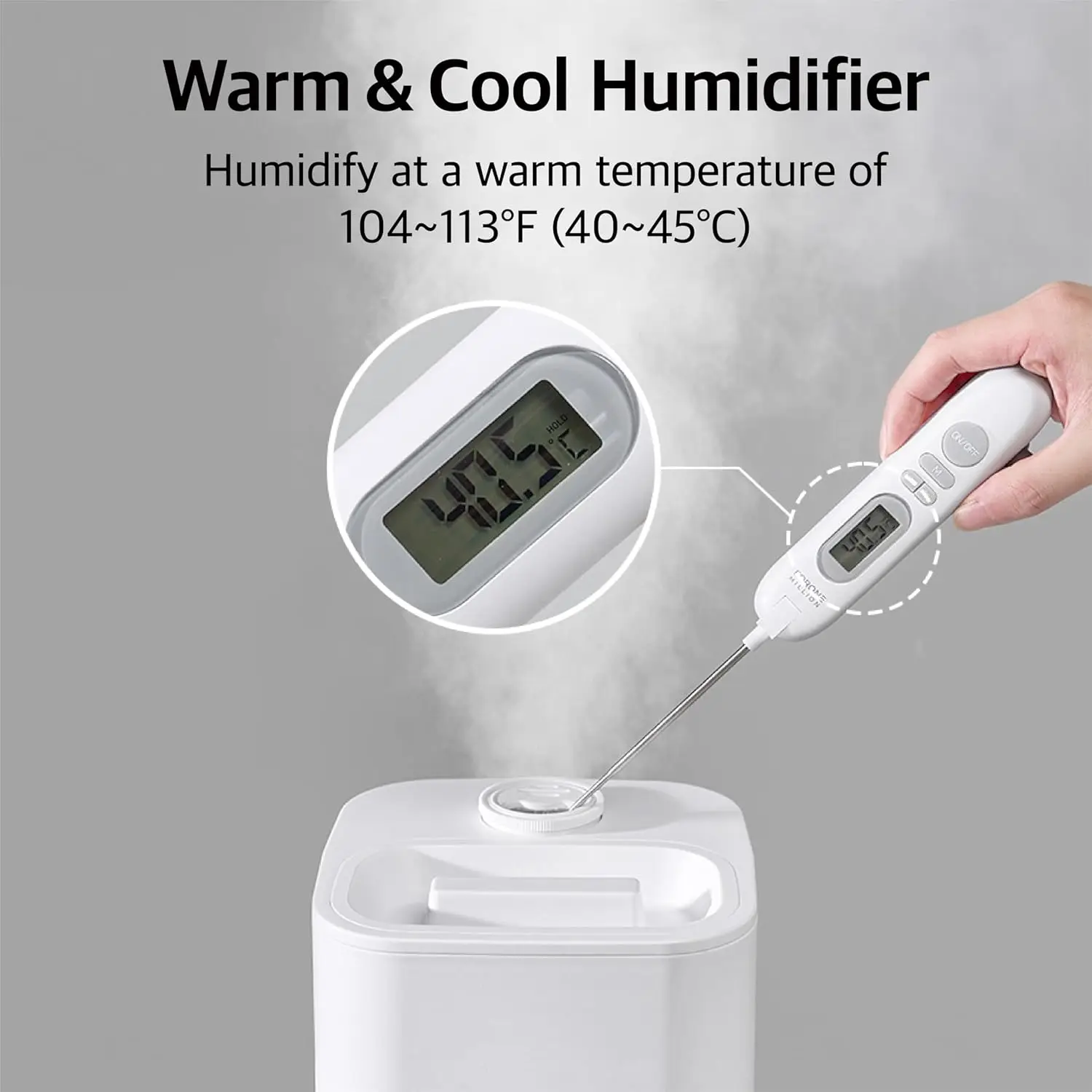 10L Tower Humidifier, 83H Runtime, Warm & Cool Mist, Large Room, Top-Fill Tank On Wheels, Auto Mode, 12H Timer, Remote