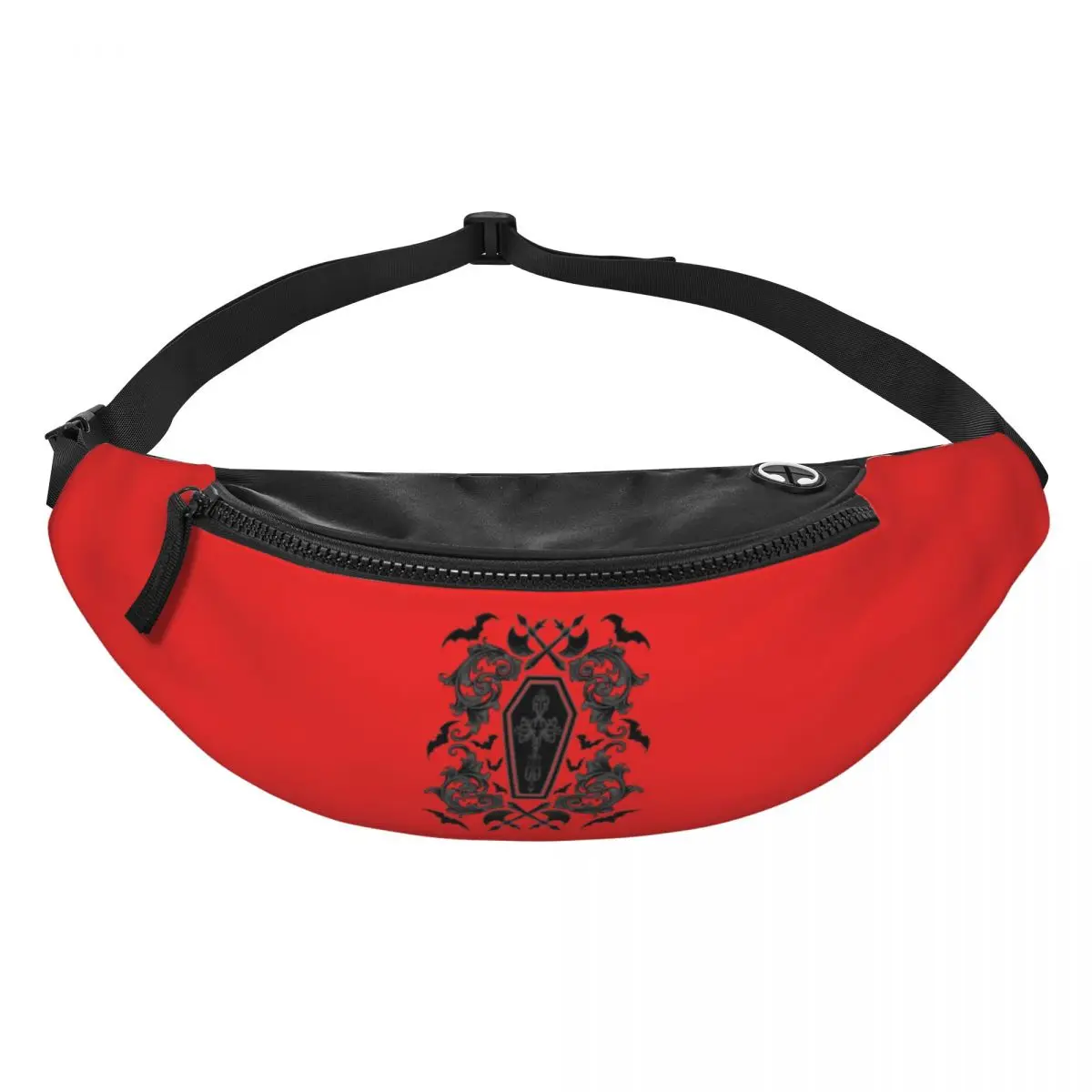 Custom Halloween Witch Gothic Vampire Bat Fanny Pack Men Women Crossbody Waist Bag for Cycling Camping Phone Money Pouch