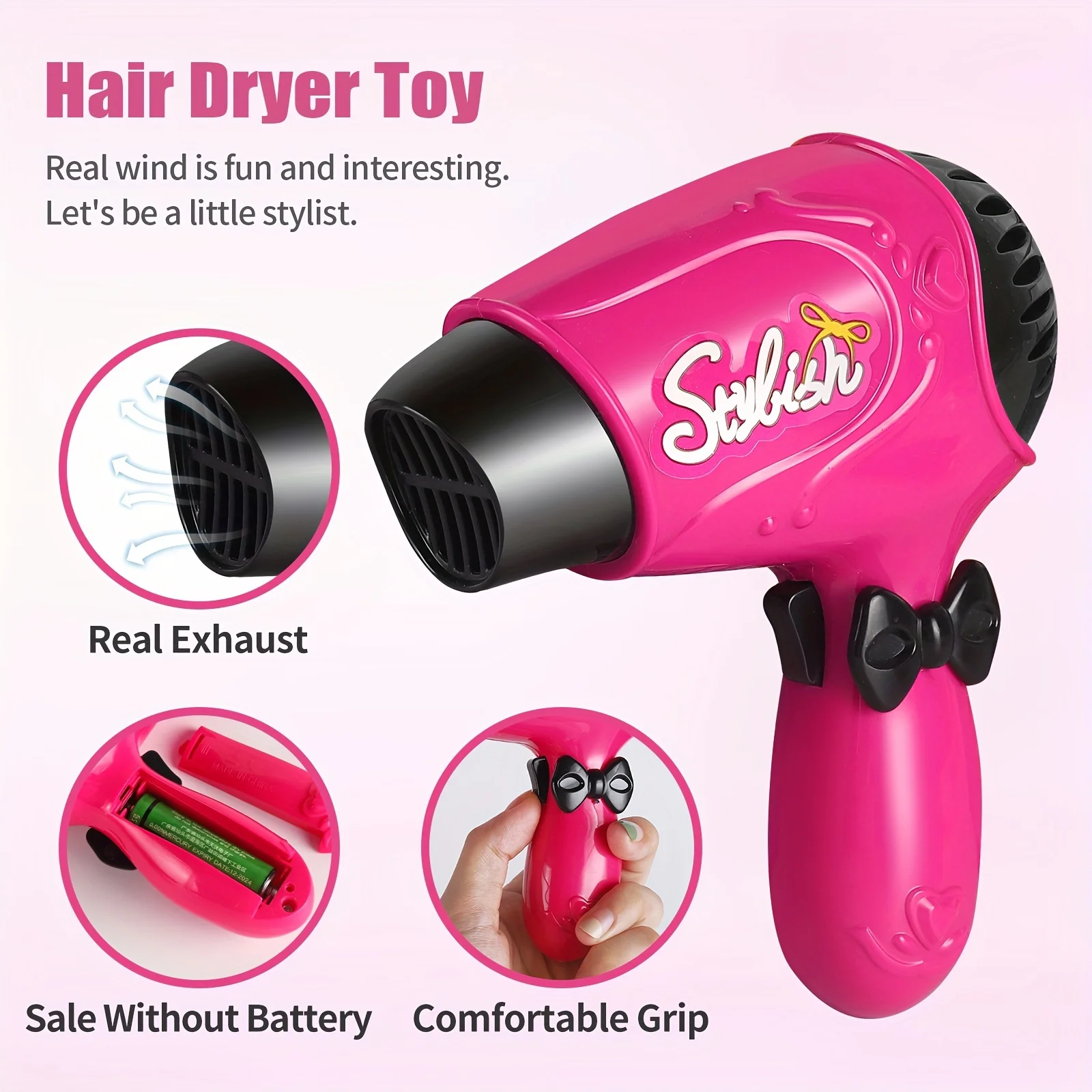 Pretend Play Toy Set para Meninas, Salão de beleza, Secador de cabelo, Barbeiro Avental, Styling Acessórios, Perfeito para Brincar Imaginativo