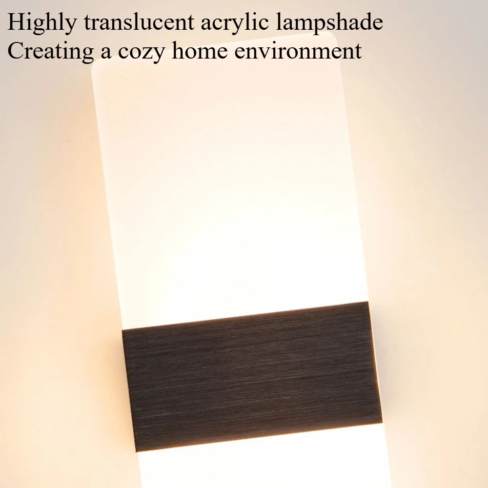 3-цветный настенный светильник с регулируемой яркостью, черное акриловое бра мощностью 6 Вт, современные светодиодные настенные светильники для спальни, коридора, лестницы, гостиной