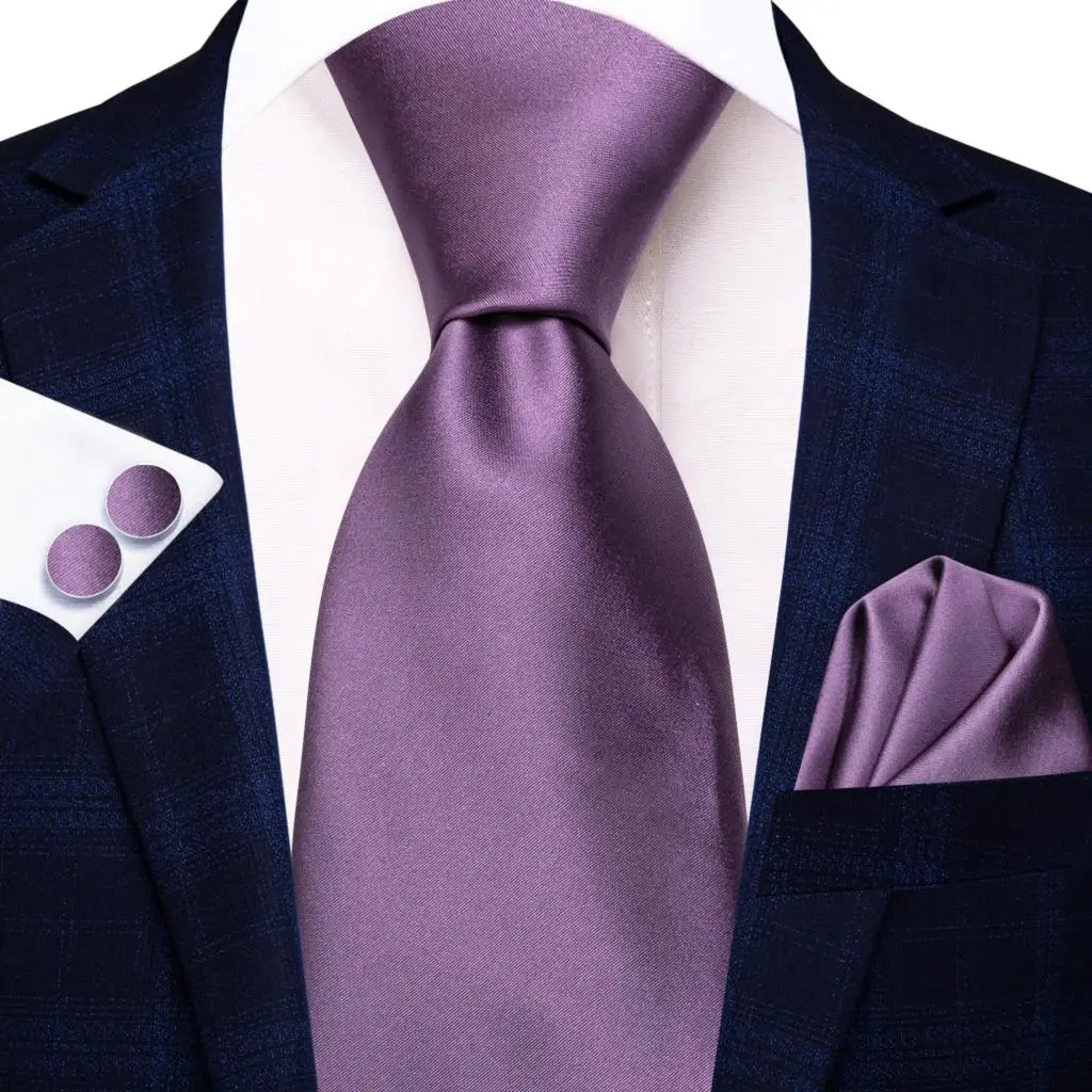 Solid Purple Paisley 2022 New Fashion Brand Ties for Men Wedding Party Necktie Set gemelli a mano regalo all'ingrosso Hi-Tie Design