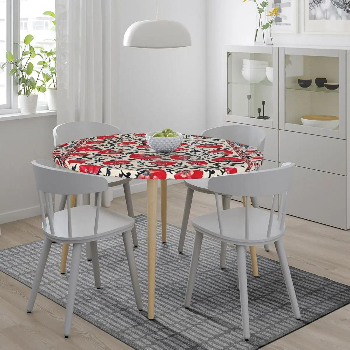 Shakhrisyabz Suzani Uzbekistan Floral Embroidery Waterproof Round Tablecloth Table Cloth for Kitchen Events Dining Table Cover