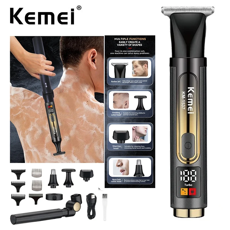 

Kemei Professional Electric Self Back Shaver Extreme Long Handle Back Hair Shaving Hair Clipper Nose Hair Trimmer Body Grooming