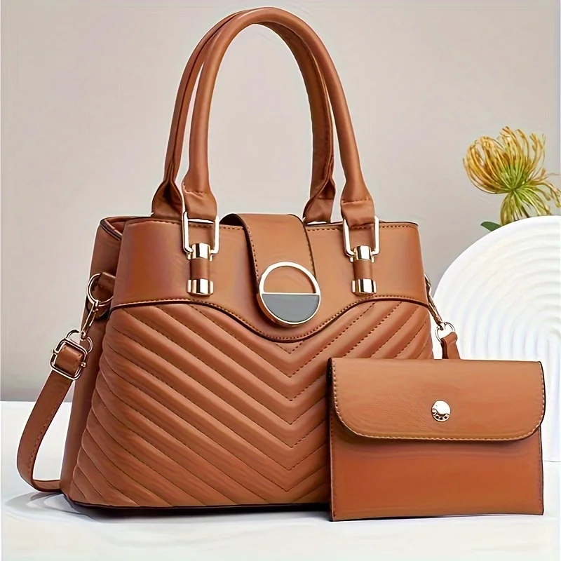 

2pcs/set Fashion Top Handle Satchel, Elegant Crossbody Bag, Women's Casual Handbag, Shoulder Bag & Purse